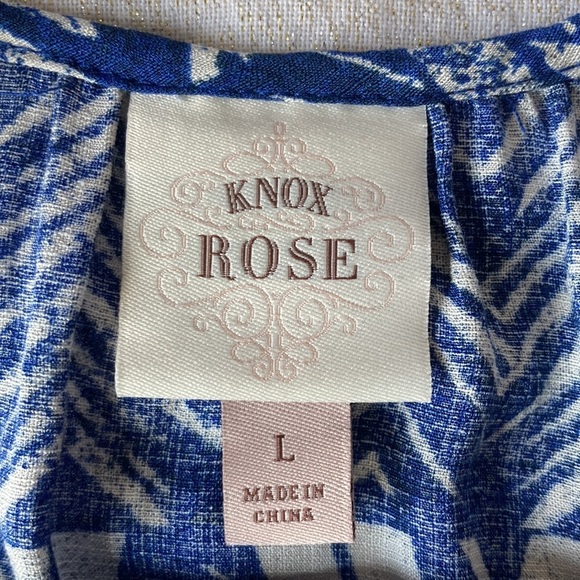 Knox Rose Blue Dress Short Sleeve Tiered Midi Ruffle Scoop Neck Size L - Picture 7 of 10